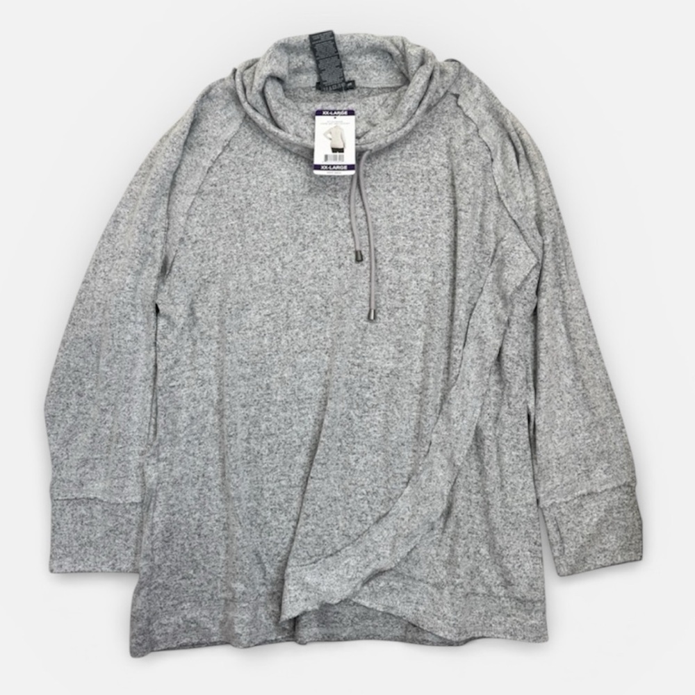 CHELSEA & THEODORE Womens Size XXLarge Heather Grey Cowl Neck Hooded Casual